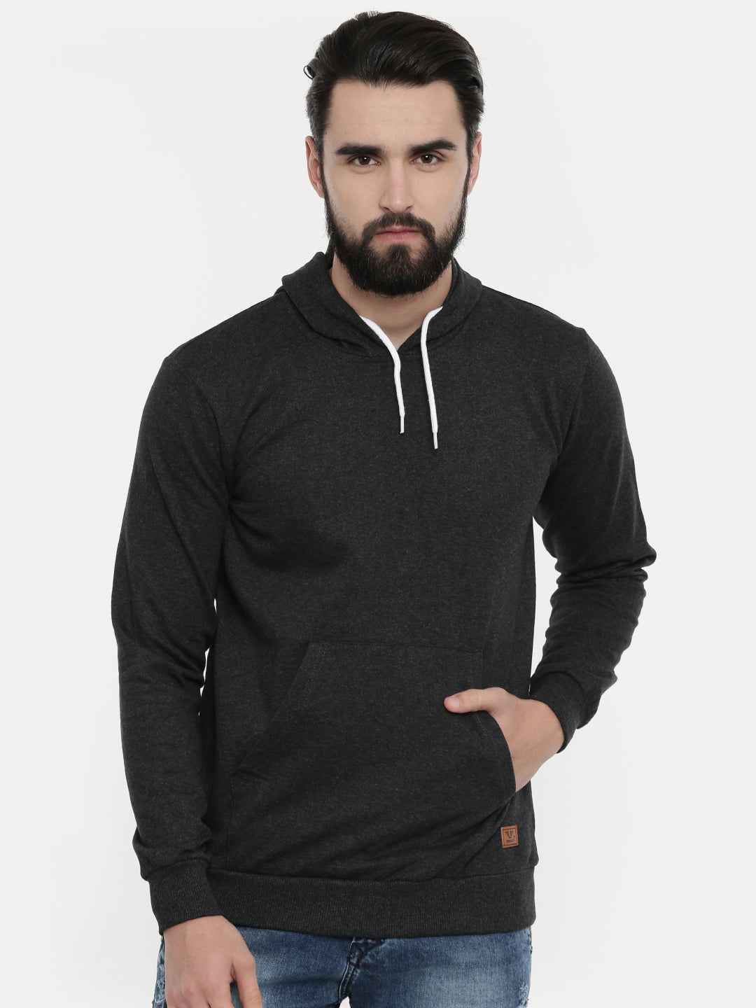 Unsully Men's Solid Hooded Sweatshirt