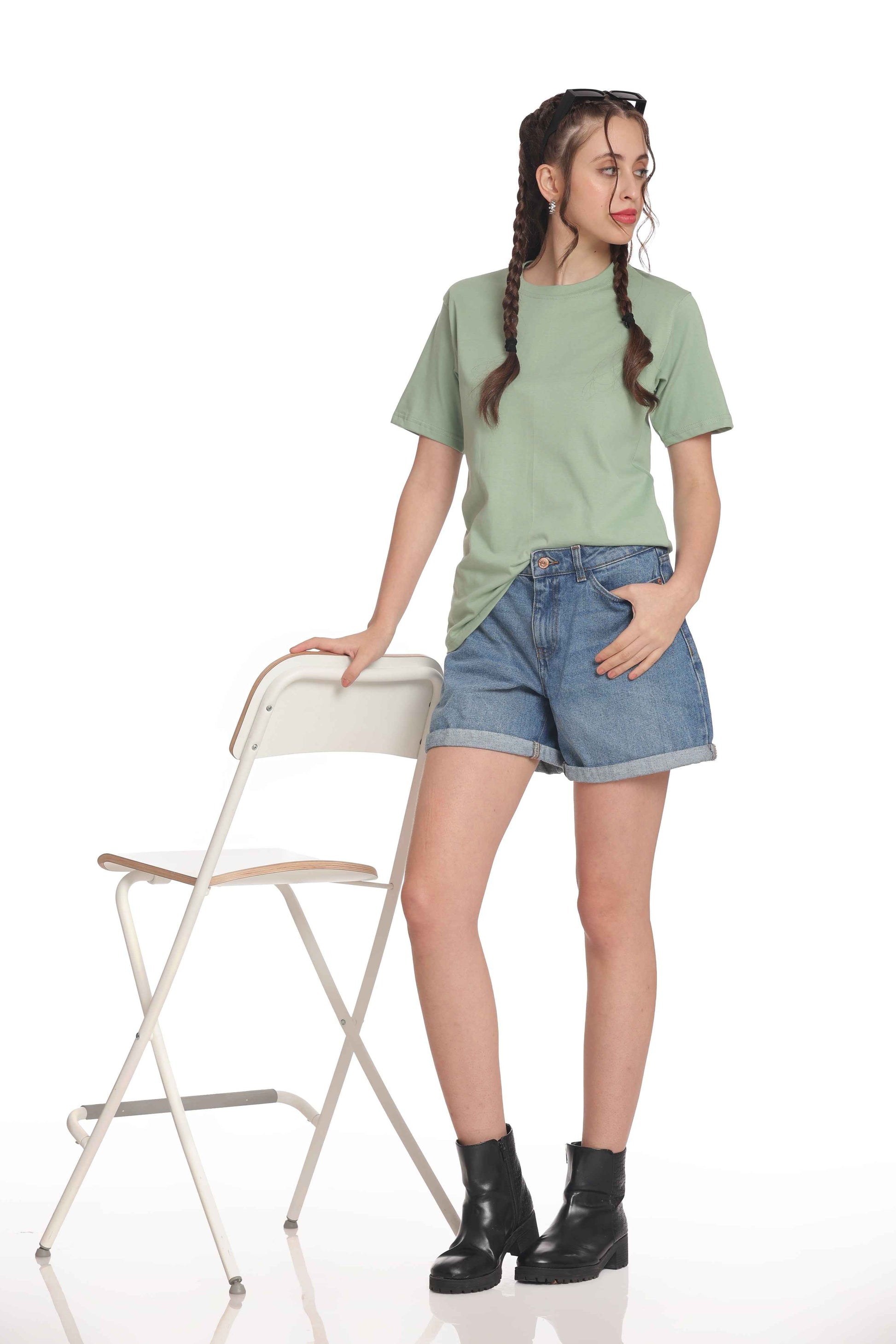 Women’s Solid Round Neck Regular Fit Half Sleeve Cotton T-Shirt