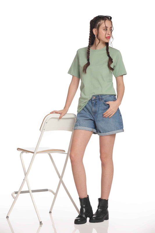 Women’s Solid Round Neck Regular Fit Half Sleeve Cotton T-Shirt