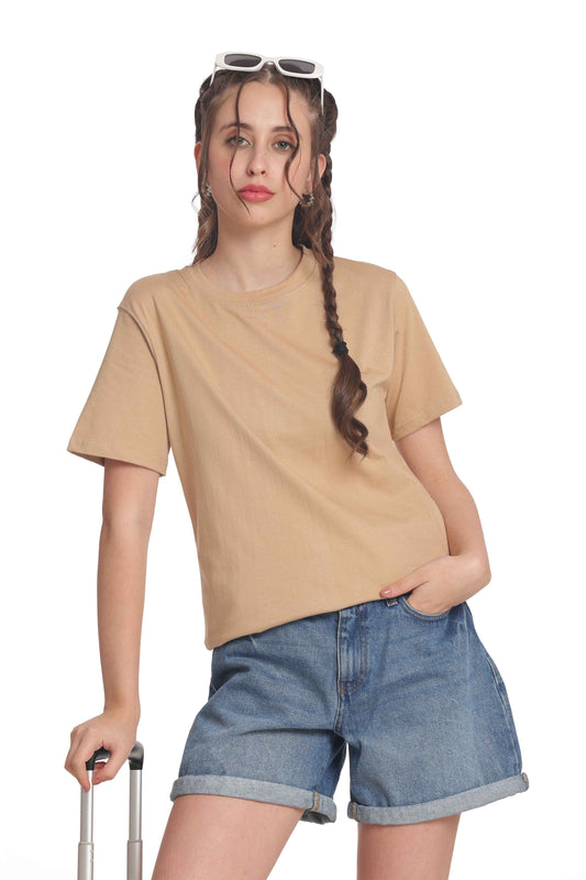 Women’s Solid Round Neck Regular Fit Half Sleeve Cotton T-Shirt