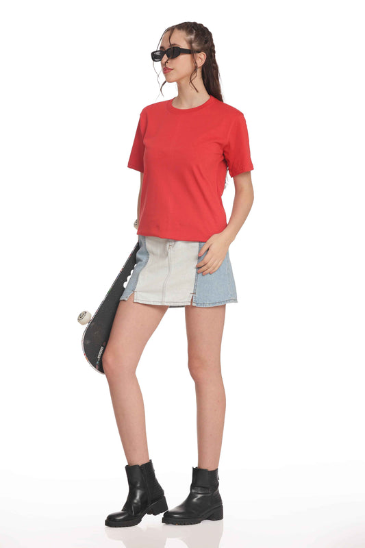 Women’s Solid Round Neck Regular Fit Half Sleeve Cotton T-Shirt