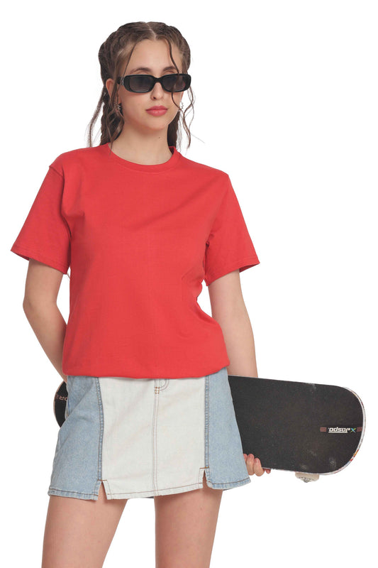 Women’s Solid Round Neck Regular Fit Half Sleeve Cotton T-Shirt