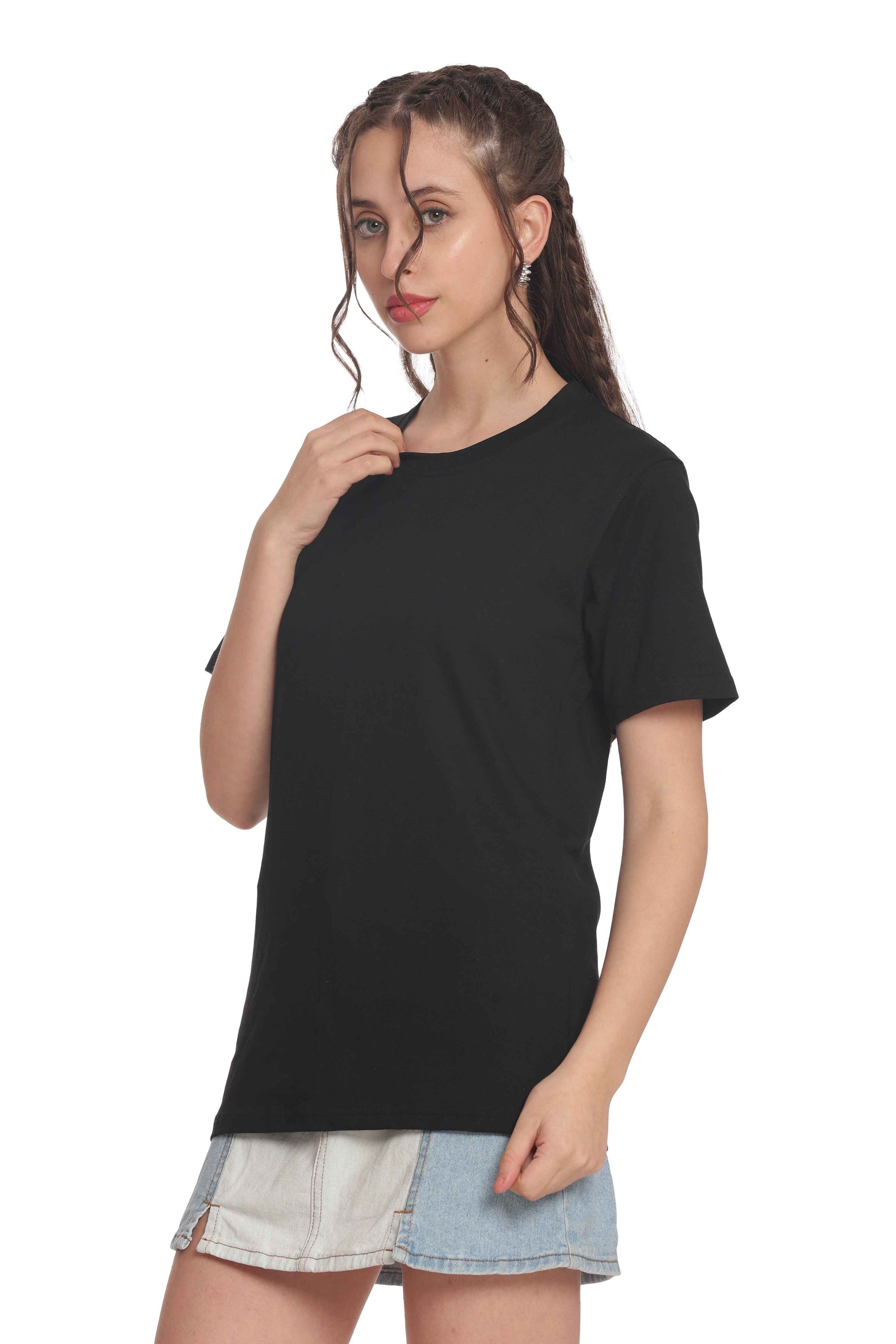 Women’s Solid Round Neck Regular Fit Half Sleeve Cotton T-Shirt