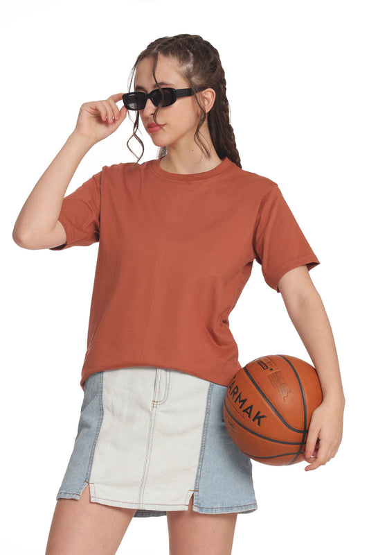 Women’s Solid Round Neck Regular Fit Half Sleeve Cotton T-Shirt