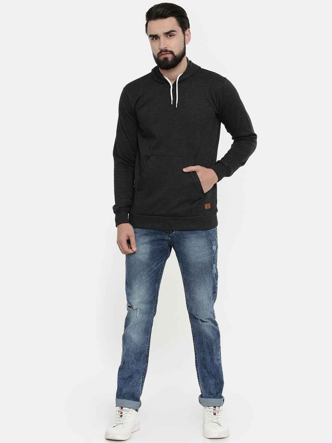 Unsully Men's Solid Hooded Sweatshirt