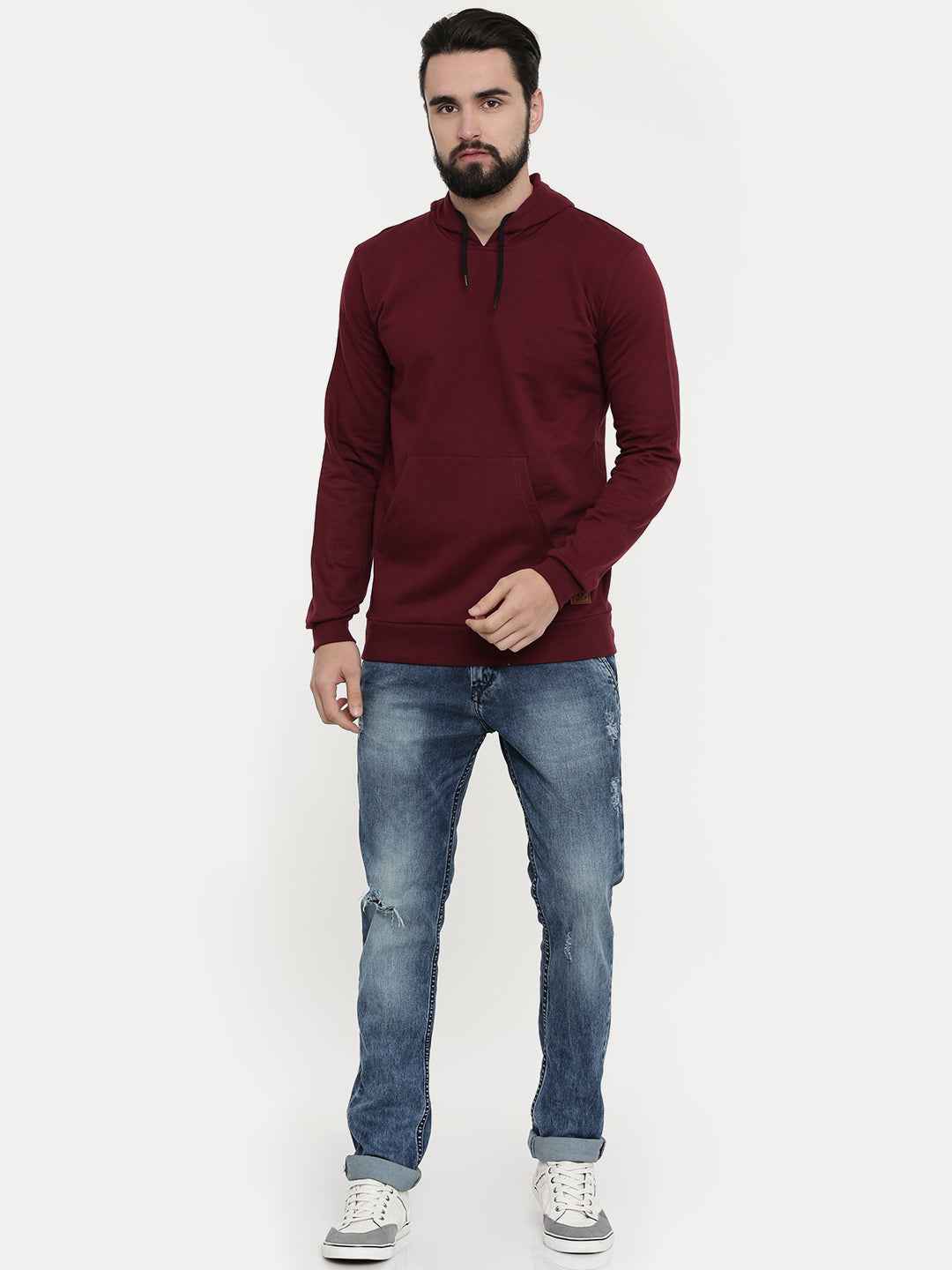 Unsully Men's Solid Hooded Sweatshirt