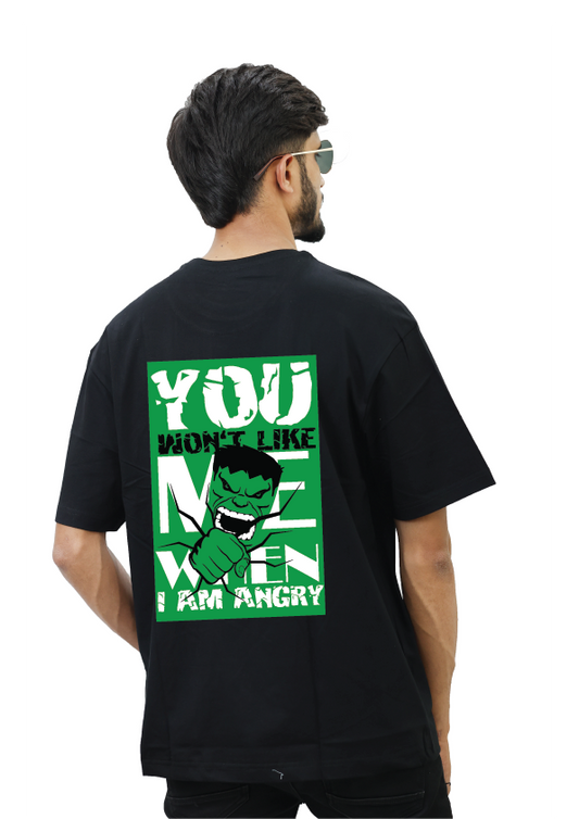 Oversized Black Superhero Printed T-shirt