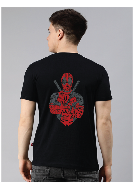 Regular Balck Superhero Printed T-shirt