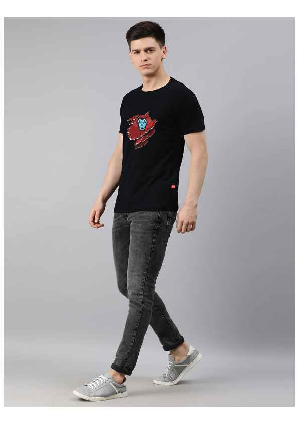 Regular Black Superhero Printed Tshirts