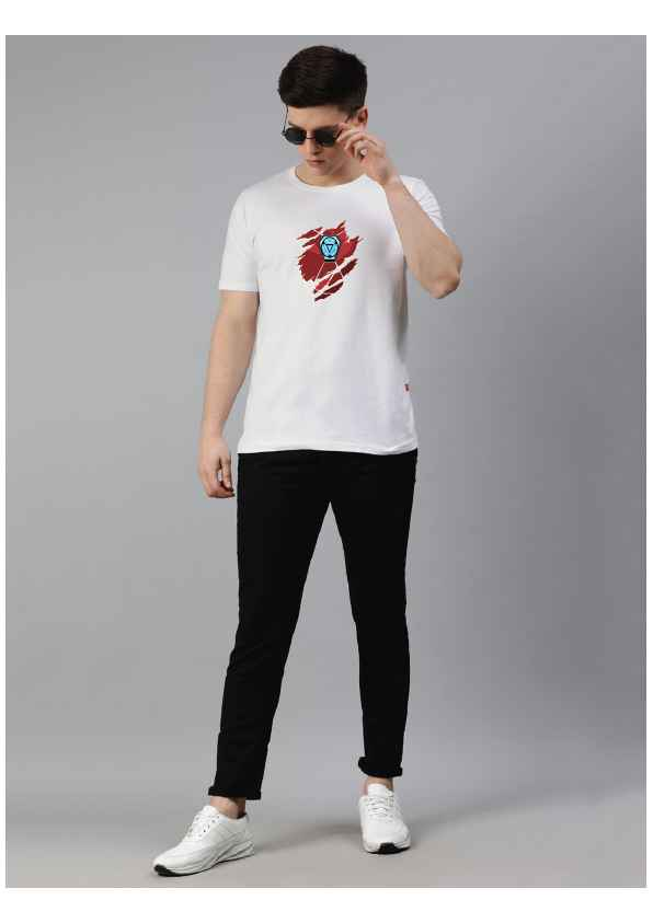 Regular White Superhero Printed Tshirts