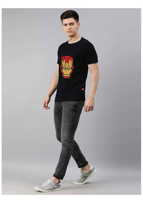 Regular Black Superhero Printed Tshirts