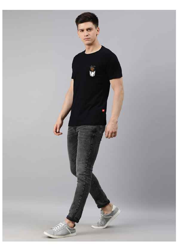 Regular Black Superhero Printed Tshirts
