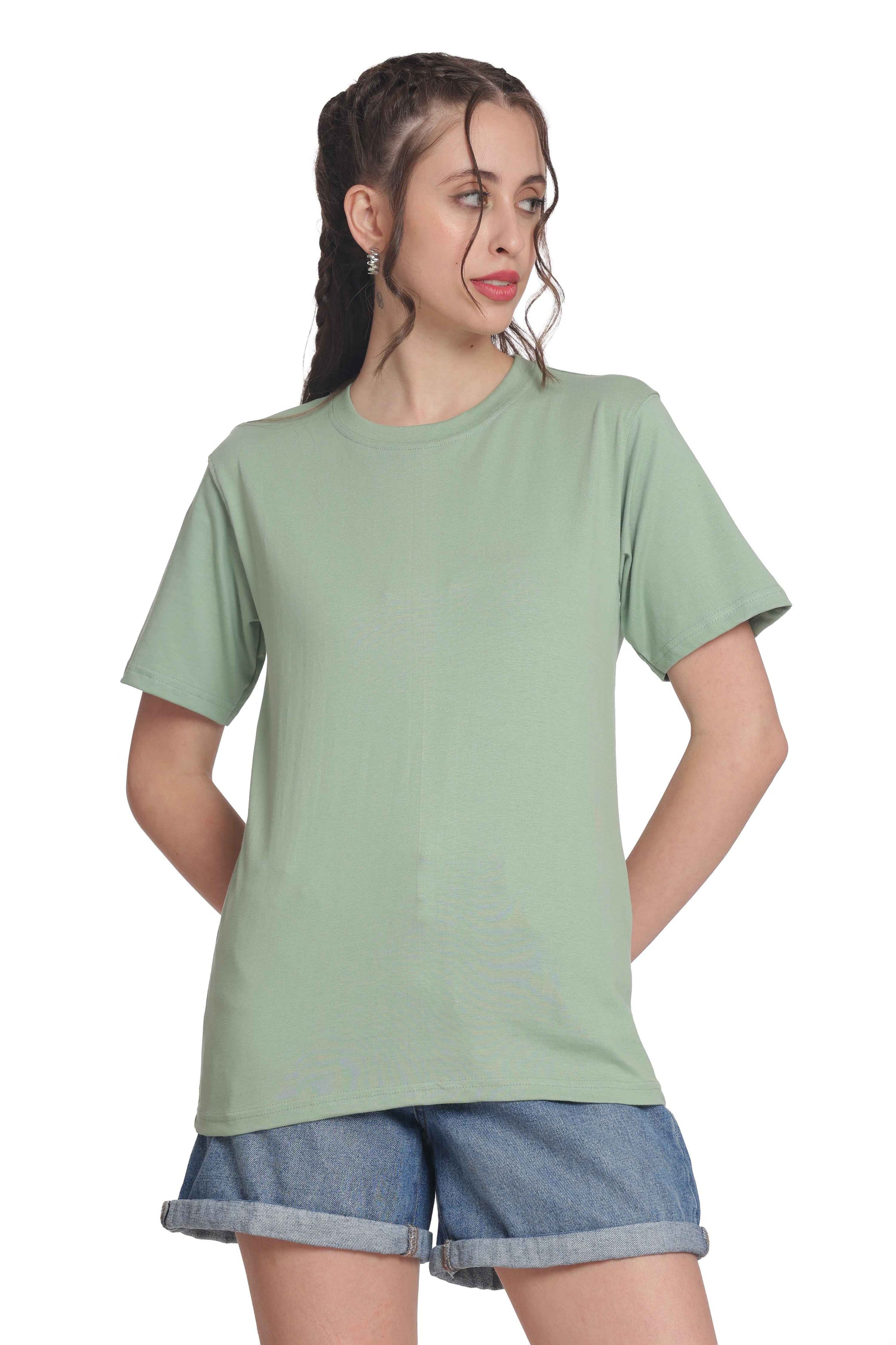 Women’s Solid Round Neck Regular Fit Half Sleeve Cotton T-Shirt