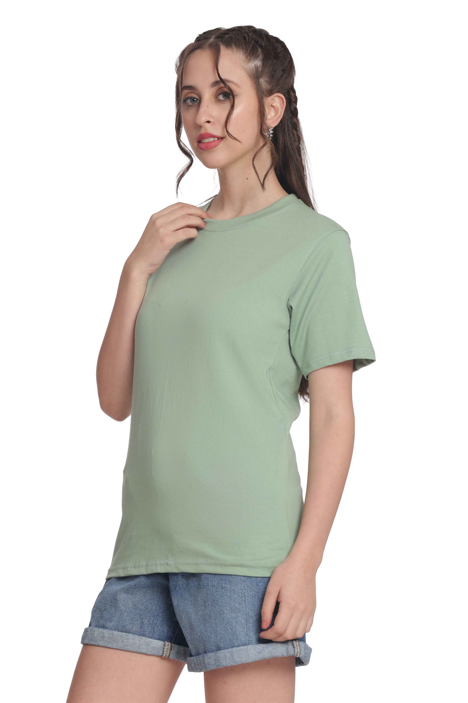 Women’s Solid Round Neck Regular Fit Half Sleeve Cotton T-Shirt