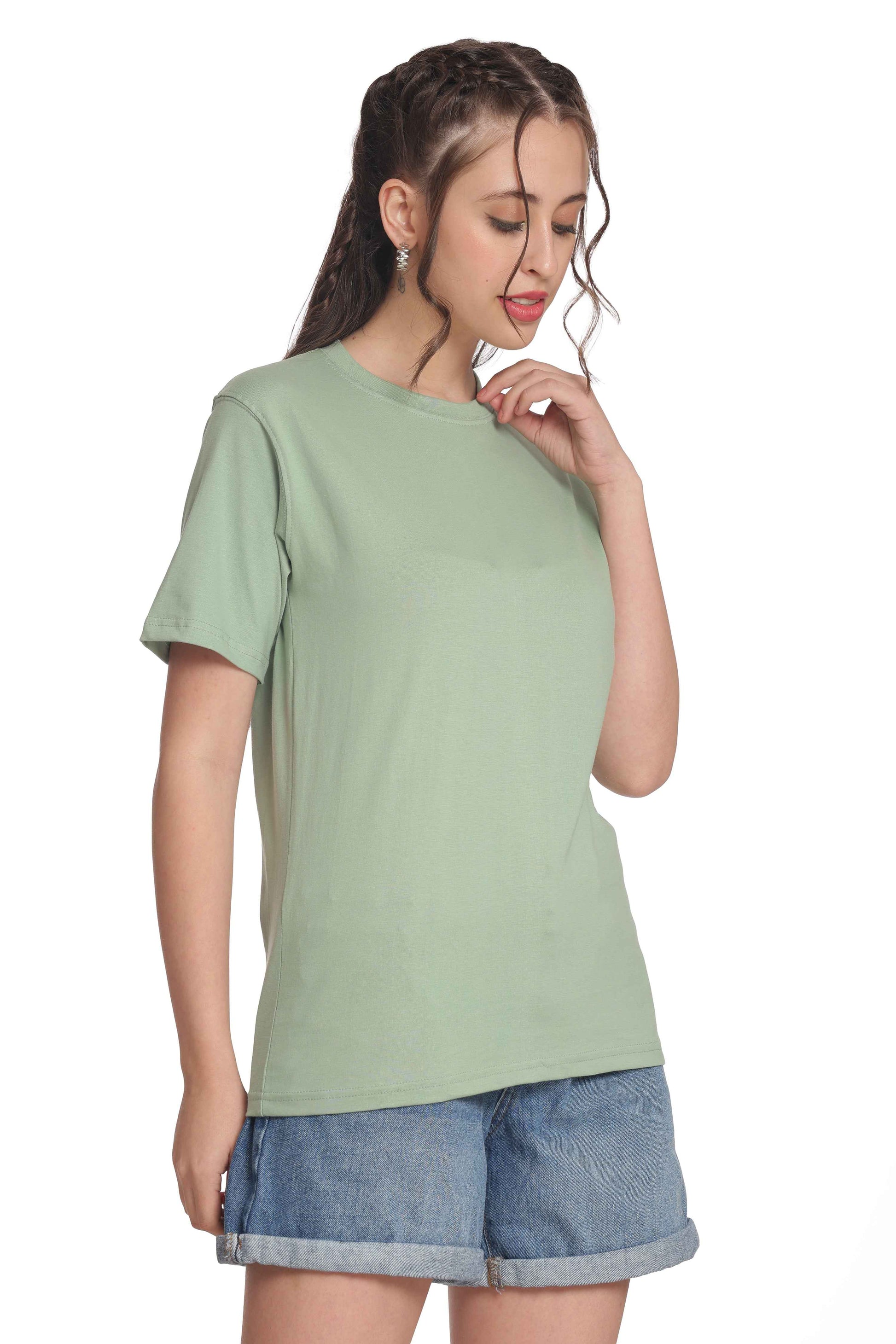 Women’s Solid Round Neck Regular Fit Half Sleeve Cotton T-Shirt