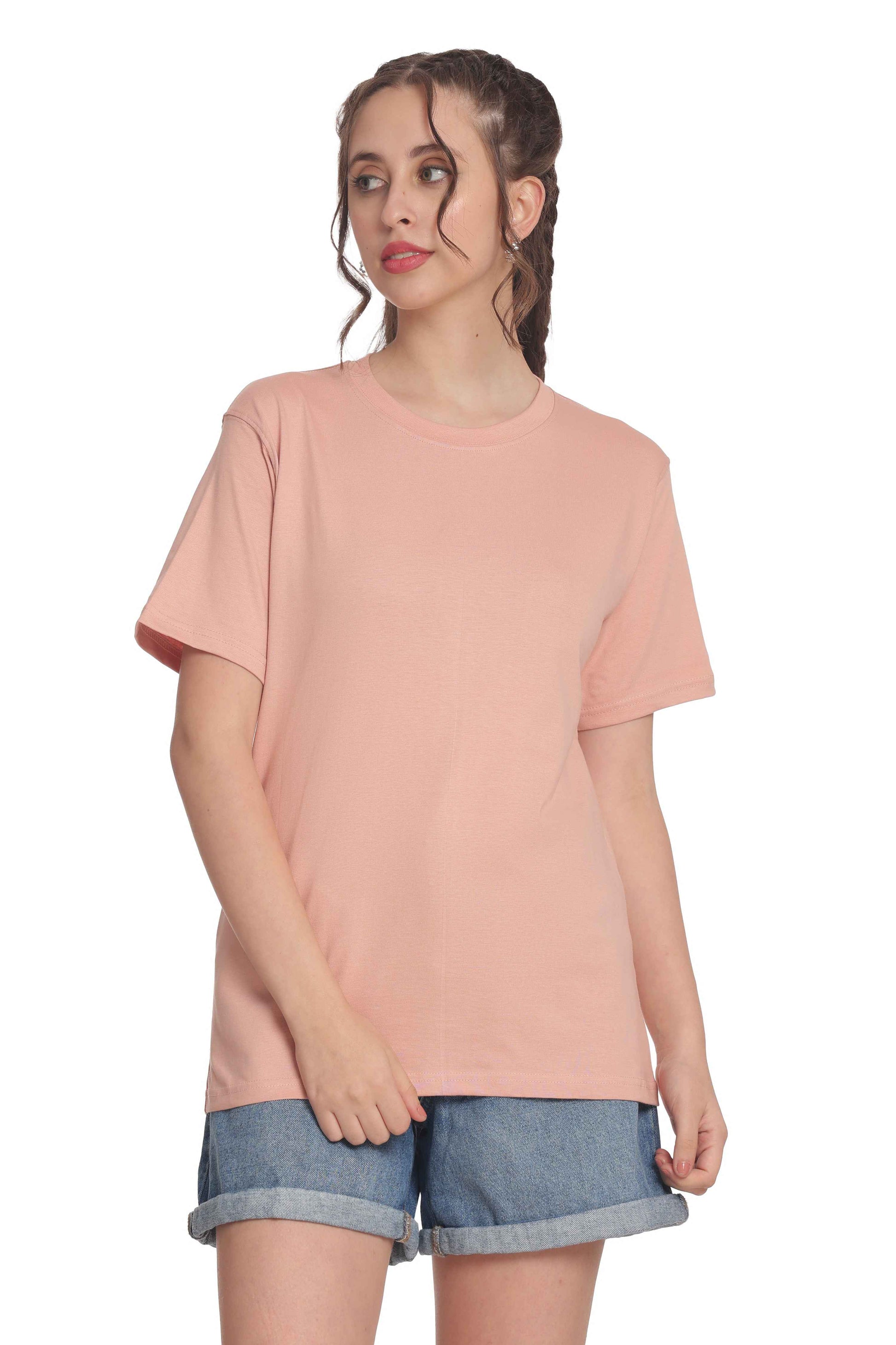 Women’s Solid Round Neck Regular Fit Half Sleeve Cotton T-Shirt
