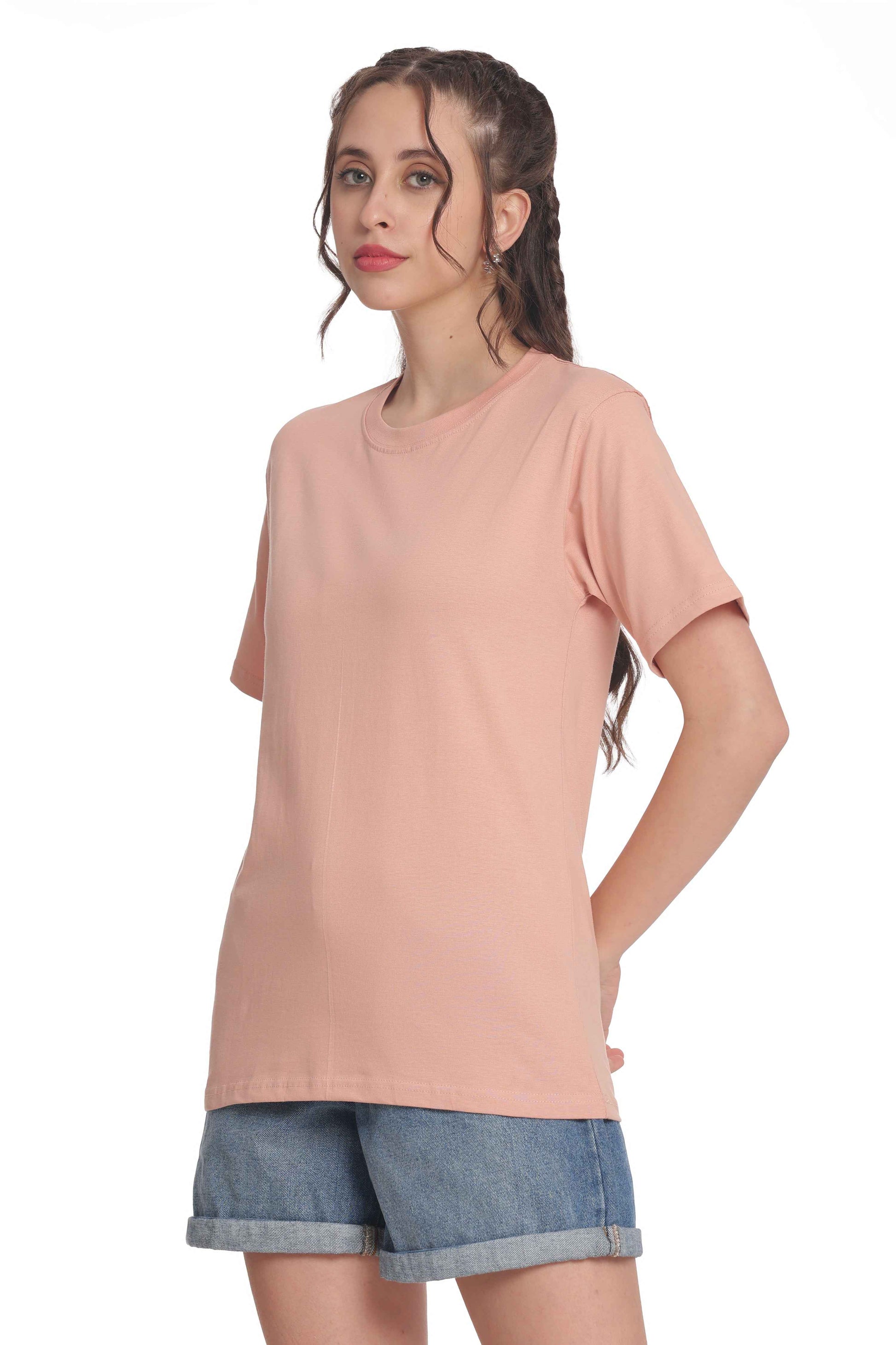Women’s Solid Round Neck Regular Fit Half Sleeve Cotton T-Shirt