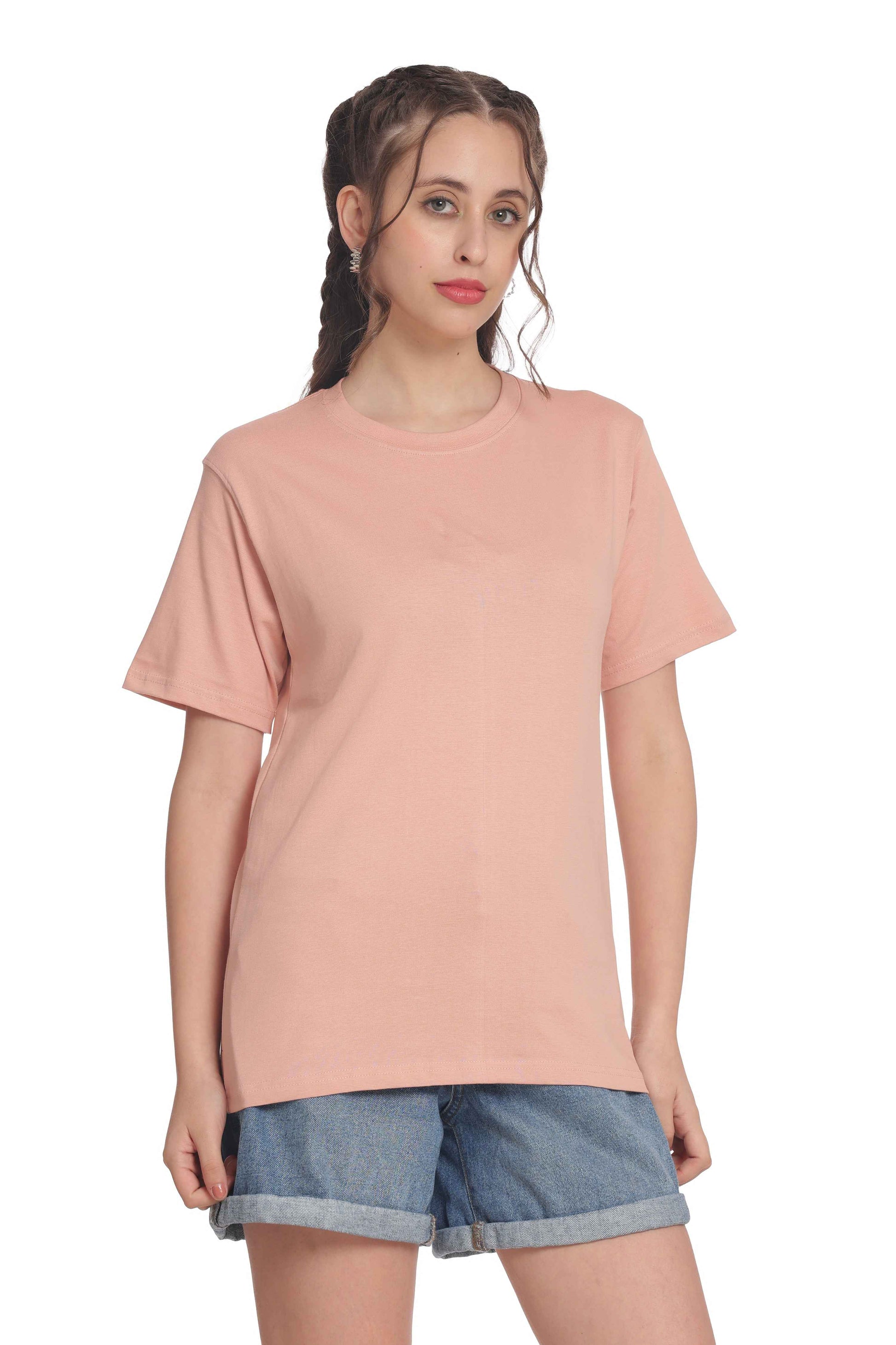 Women’s Solid Round Neck Regular Fit Half Sleeve Cotton T-Shirt