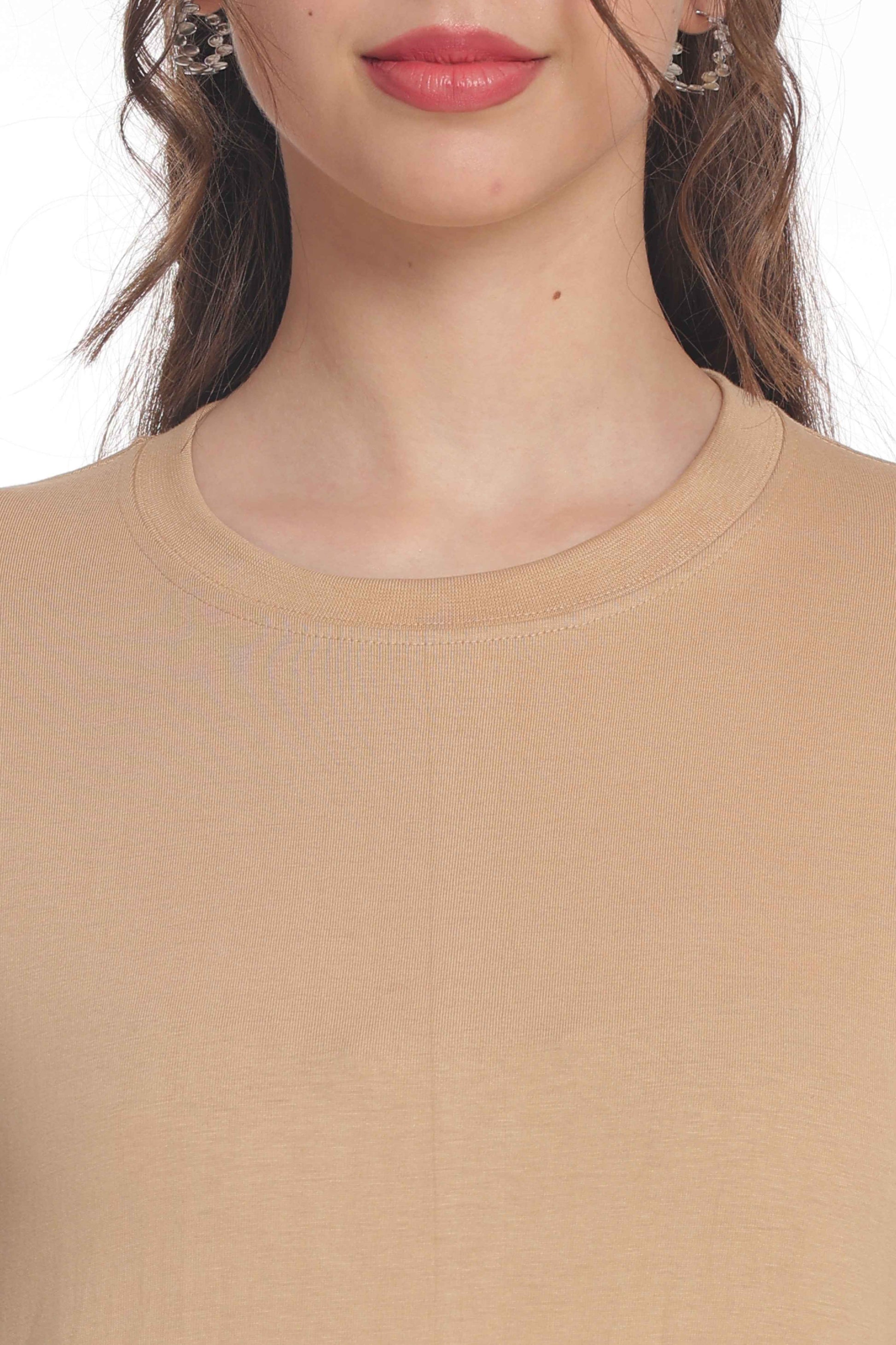Women’s Solid Round Neck Regular Fit Half Sleeve Cotton T-Shirt