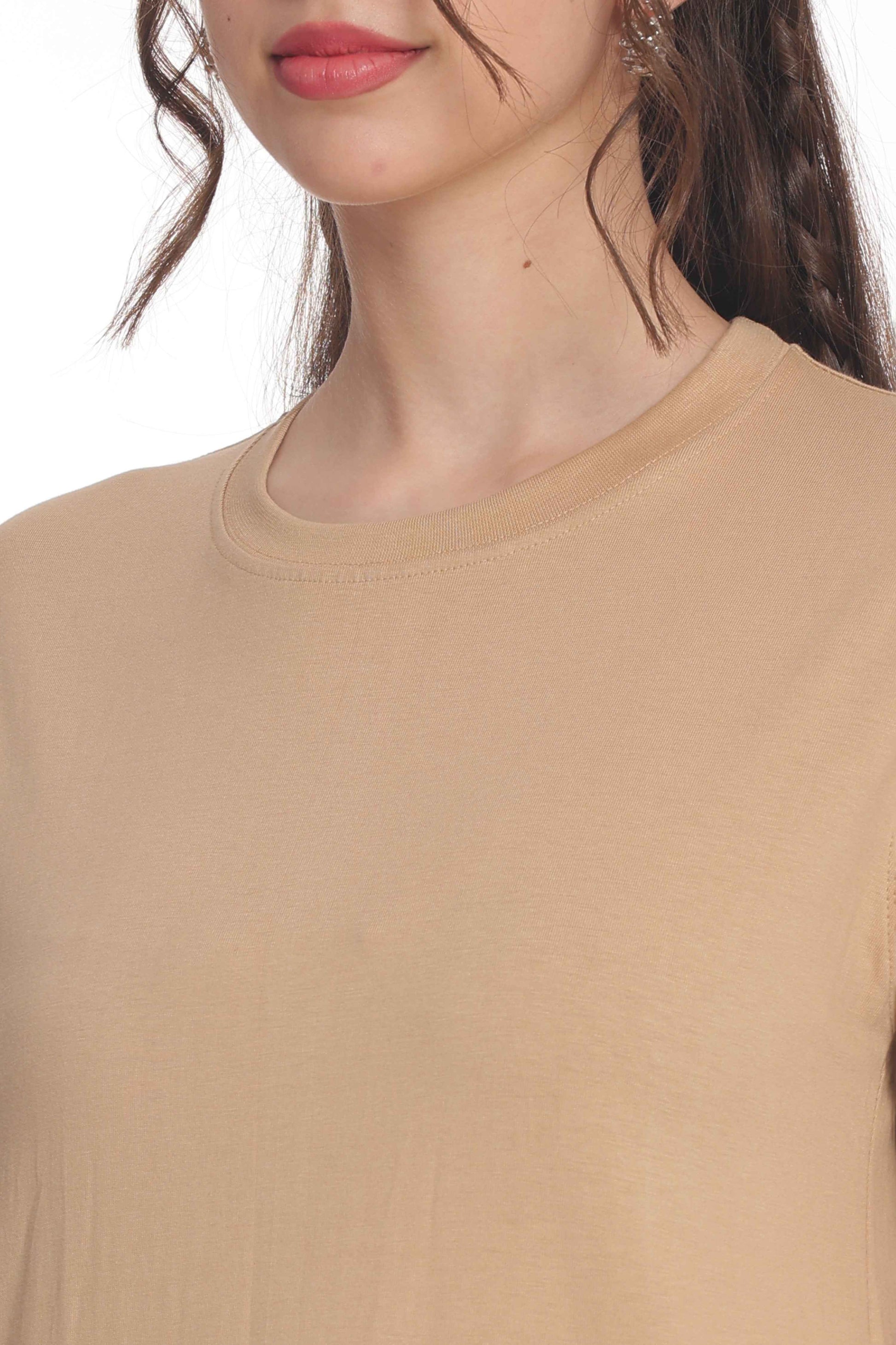 Women’s Solid Round Neck Regular Fit Half Sleeve Cotton T-Shirt