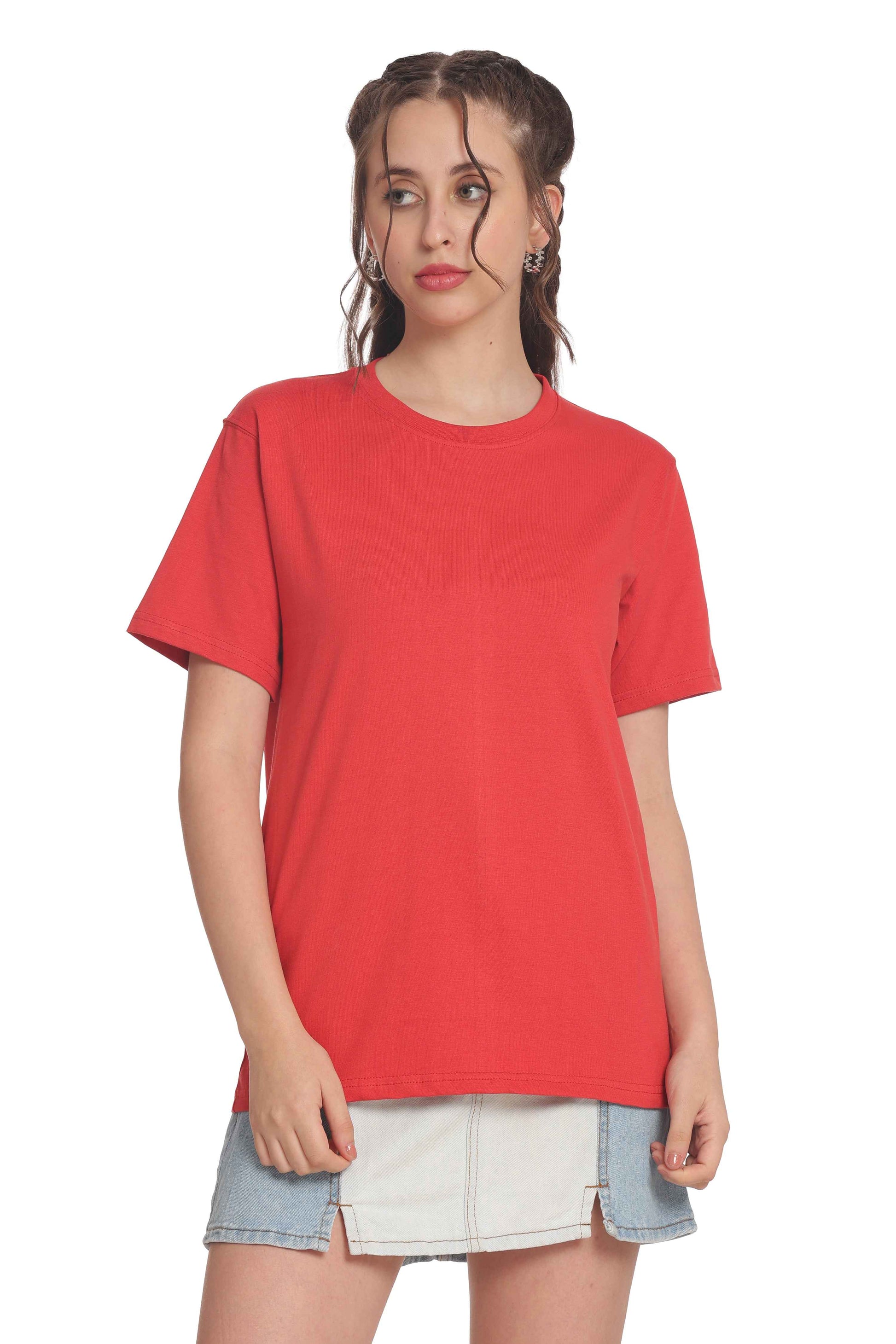 Women’s Solid Round Neck Regular Fit Half Sleeve Cotton T-Shirt