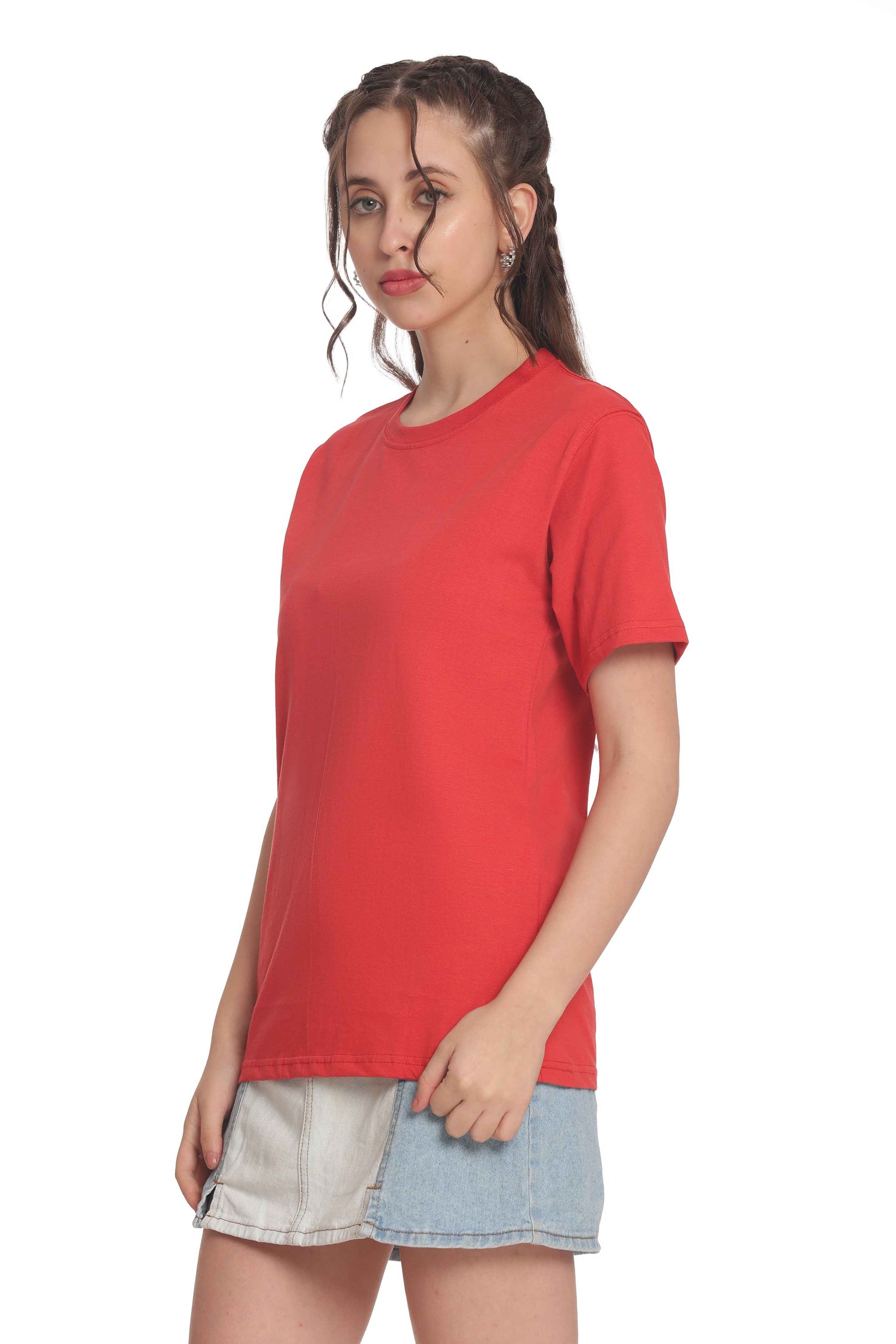 Women’s Solid Round Neck Regular Fit Half Sleeve Cotton T-Shirt