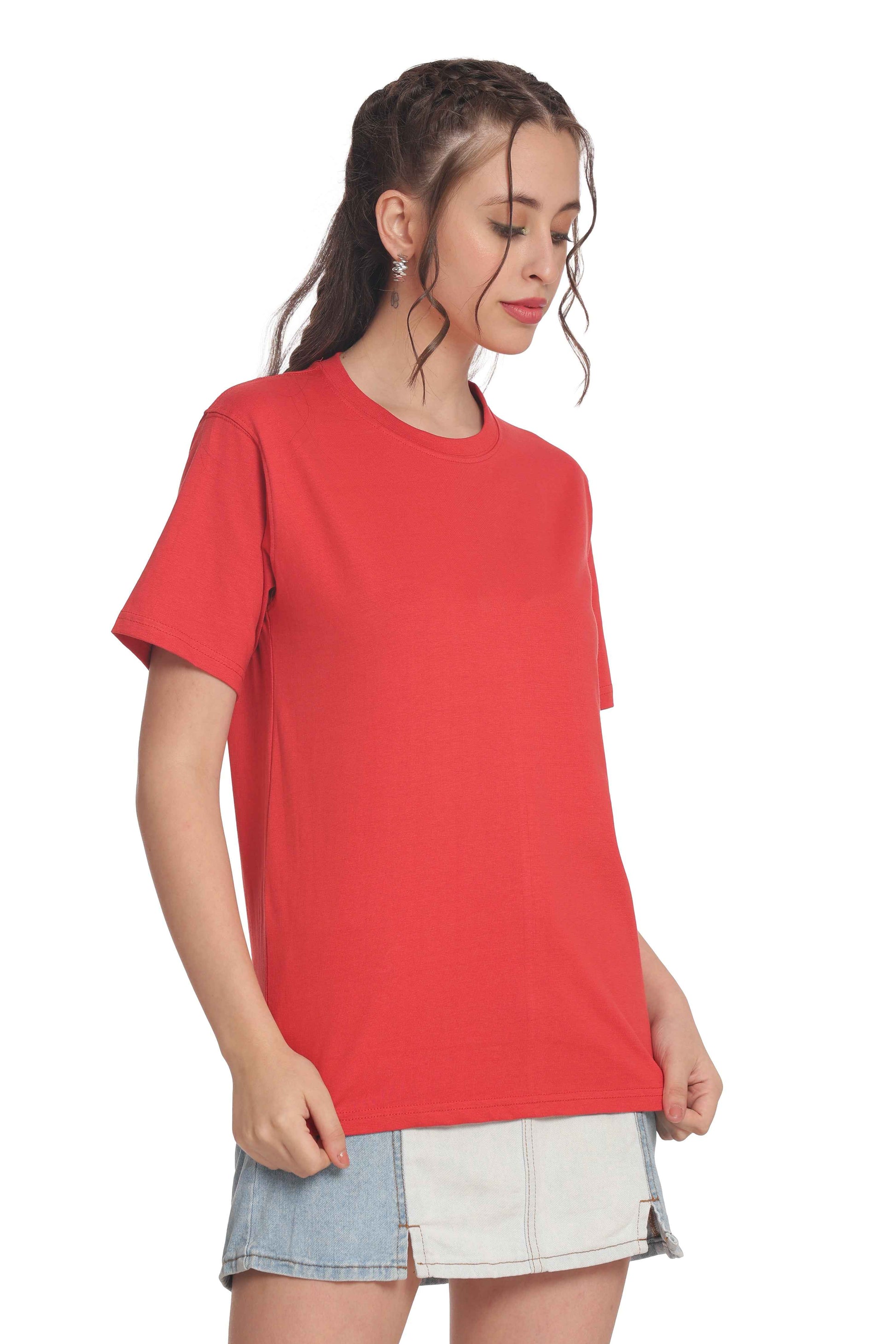 Women’s Solid Round Neck Regular Fit Half Sleeve Cotton T-Shirt