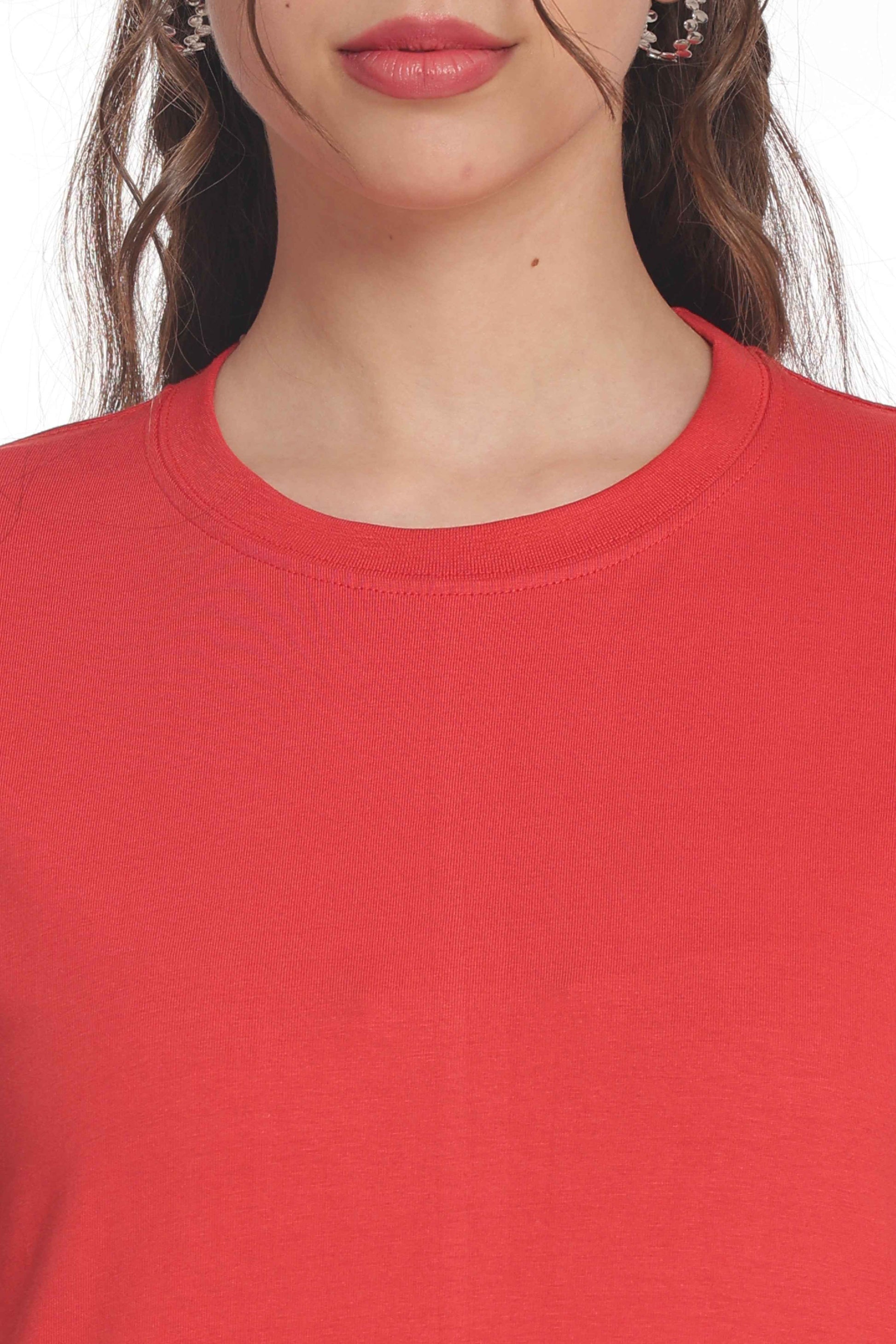 Women’s Solid Round Neck Regular Fit Half Sleeve Cotton T-Shirt