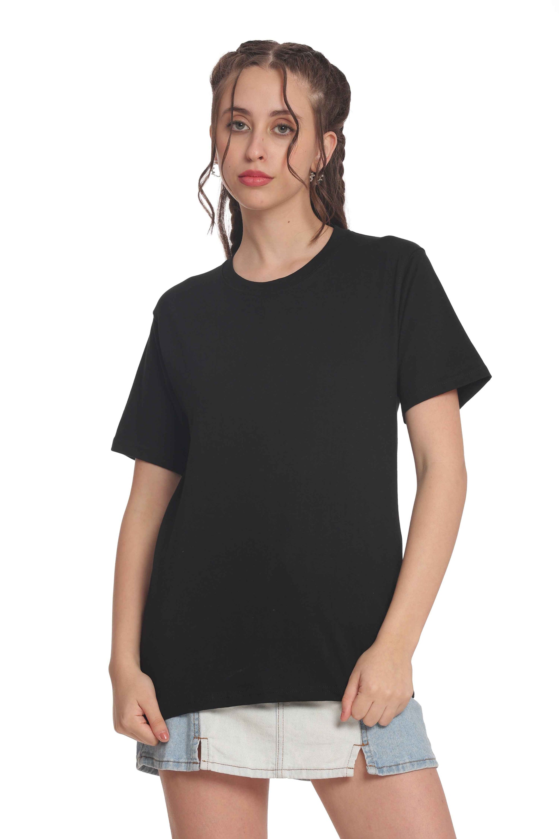 Women’s Solid Round Neck Regular Fit Half Sleeve Cotton T-Shirt