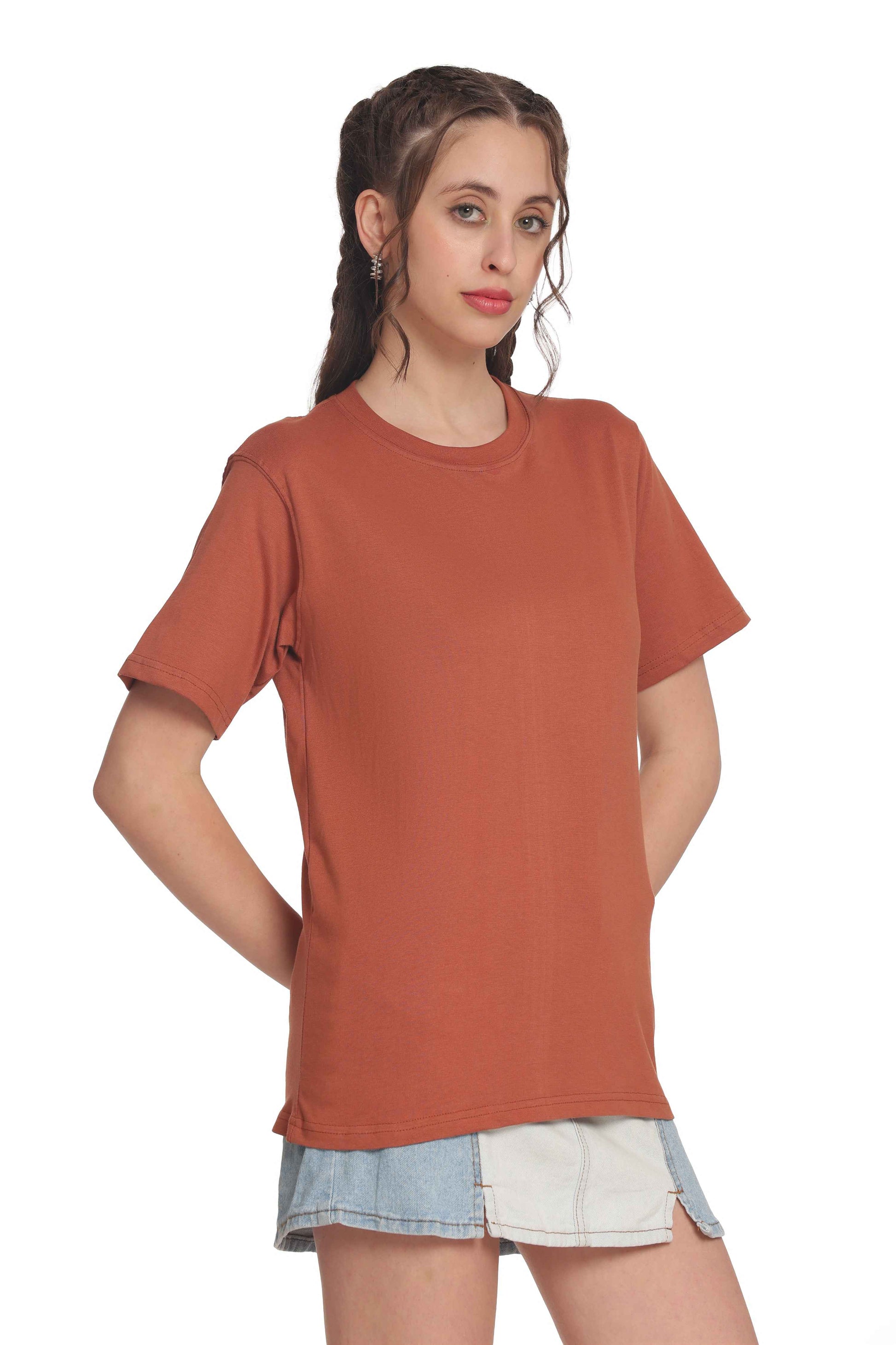 Women’s Solid Round Neck Regular Fit Half Sleeve Cotton T-Shirt