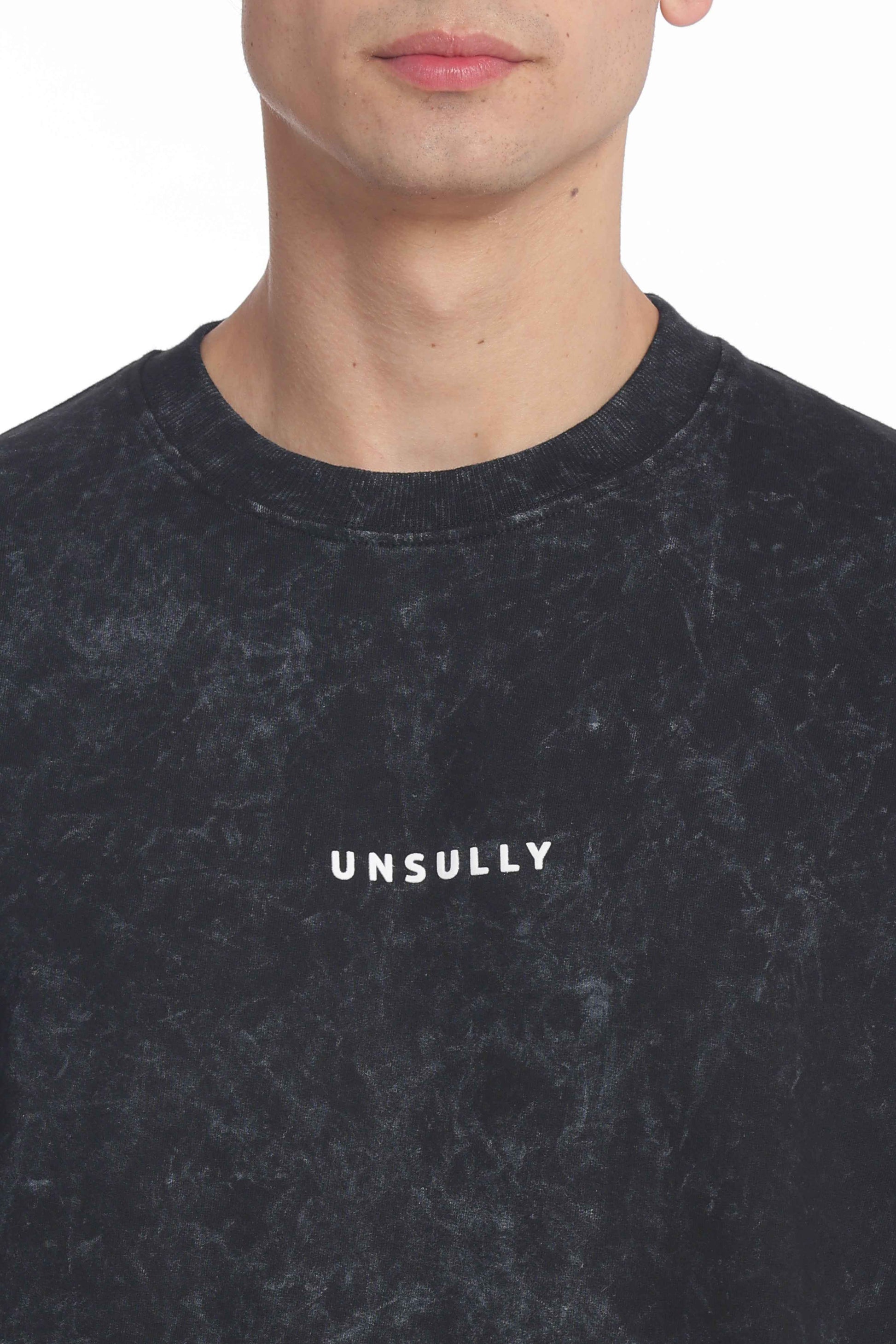 Men’s Oversized Fit Round Neck T-Shirt |  Printed Unisex Drop Shoulder Acid Wash Street Look | Short Sleeve