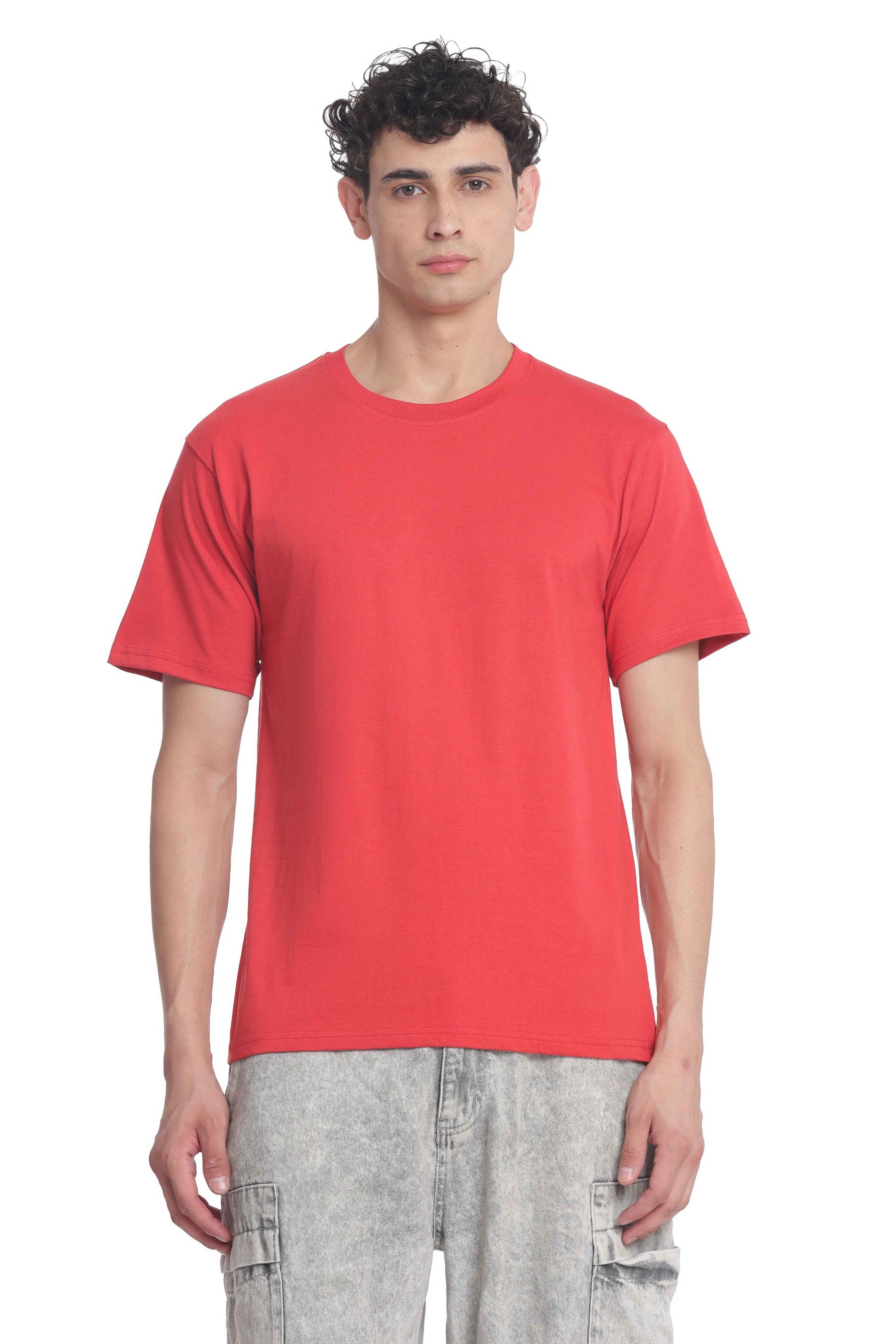 Men’s Cotton Regular Fit Solid Crew Neck T-Shirt