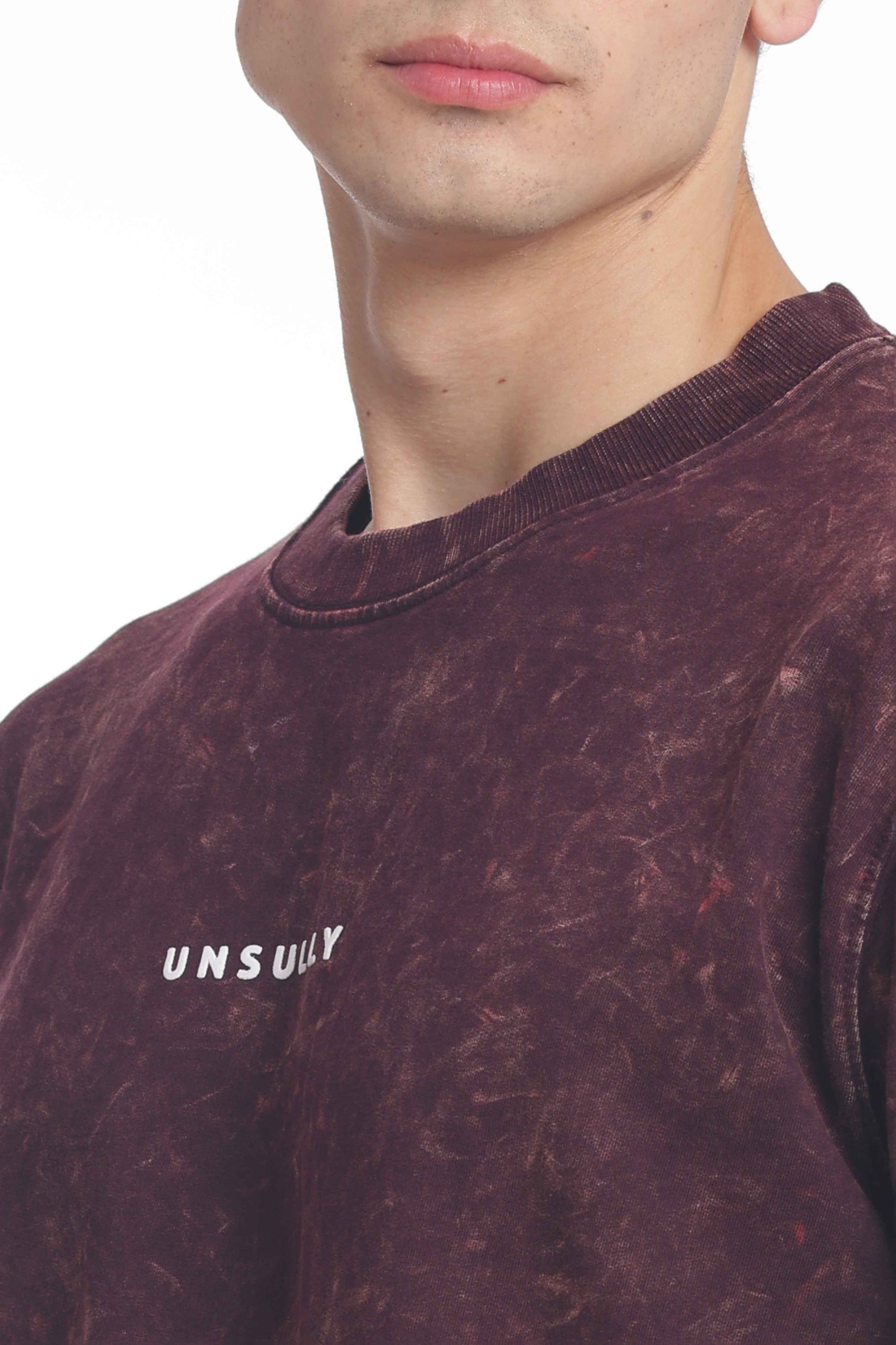 Men’s Oversized Fit Round Neck T-Shirt |  Printed Unisex Drop Shoulder Acid Wash Street Look | Short Sleeve