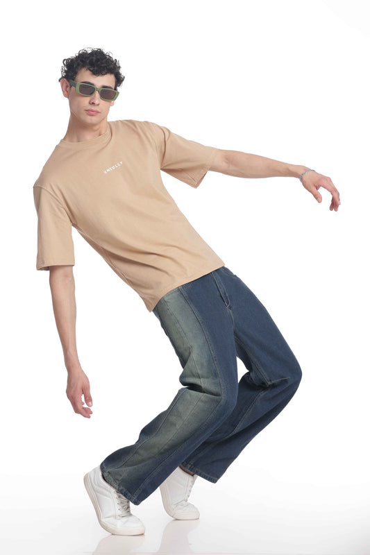 Oversized Baggy Fit Drop Shoulder  Round Neck  T-Shirt for Men | Casual Loose Core Streetwear